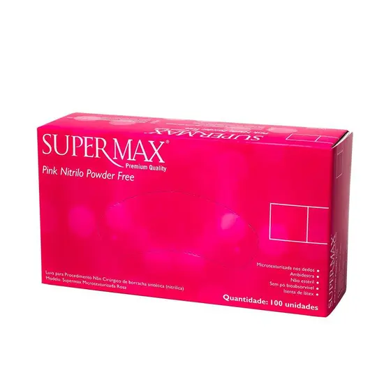 LUVA DE PROCED NITRILICA PINK EP -  SUPERMAX