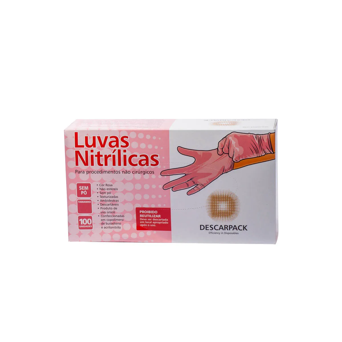 LUVA NITRILICA SEM PO PP ROSA C/100 UND - DESCARPACK